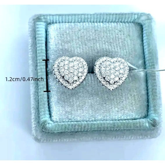 Heart-Shaped Silver Toned Stud Earrings