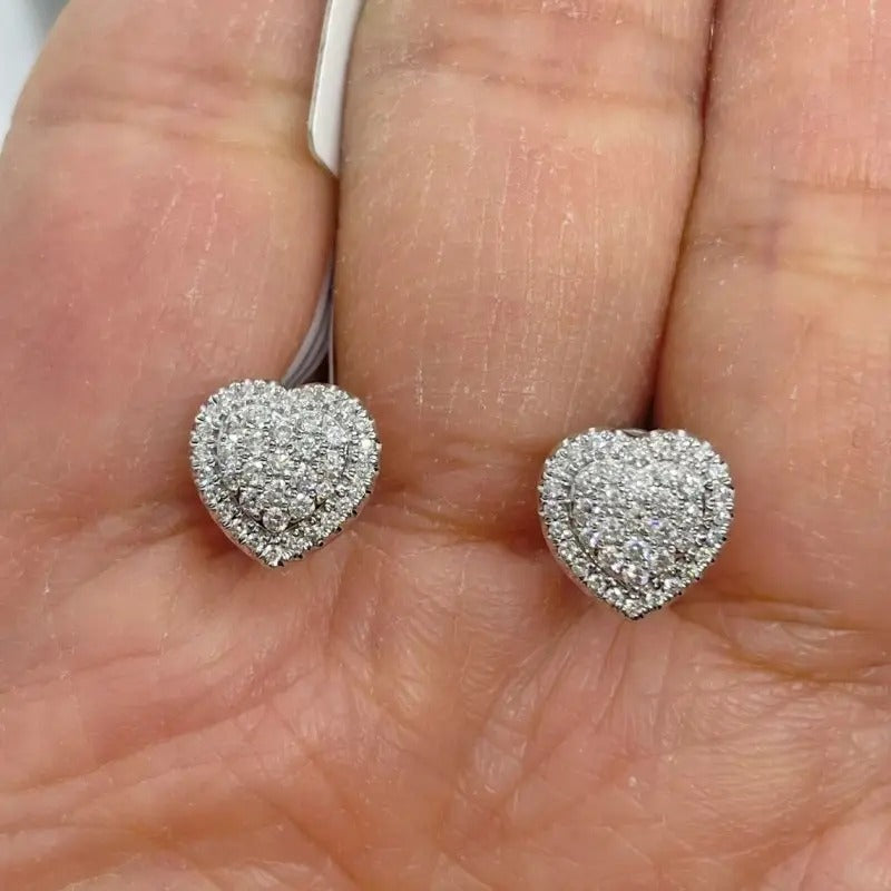 Heart-Shaped Silver Toned Stud Earrings