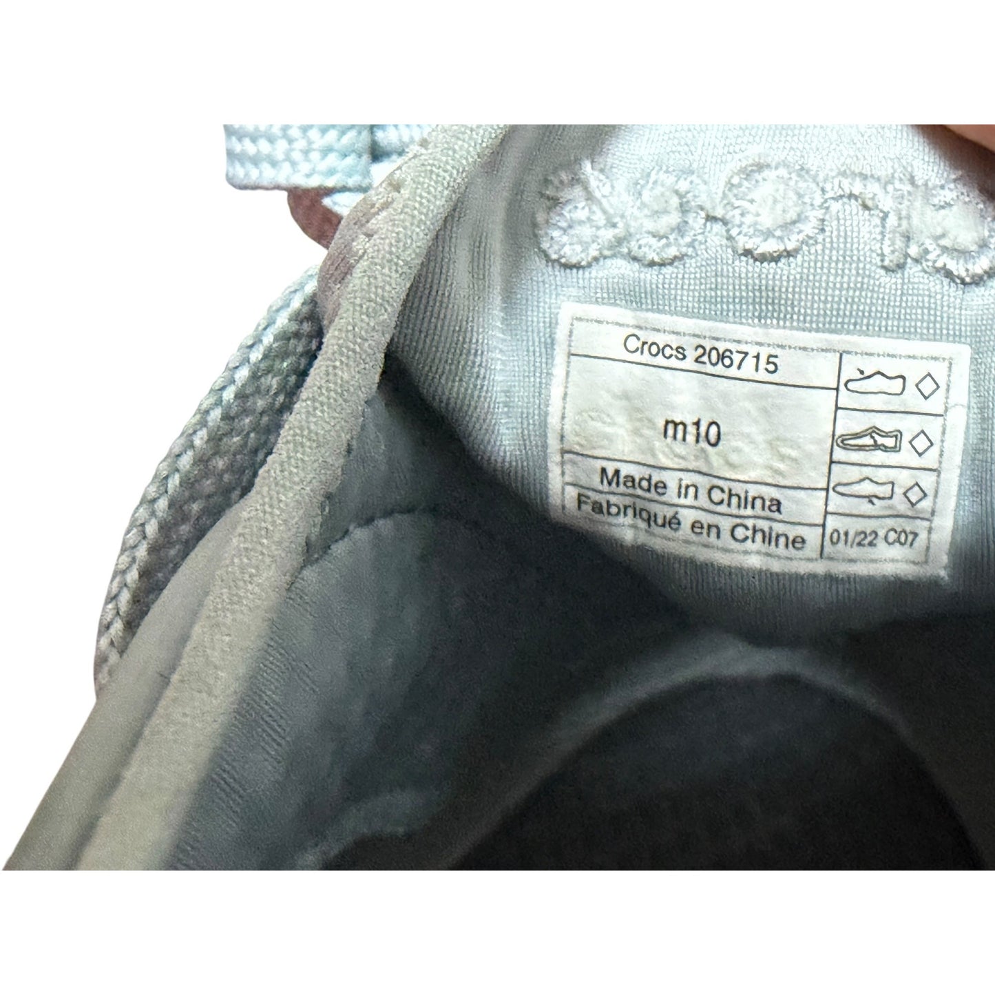 Lightweight Mens Gray Lace-Up Sneakers By Crocs With Perforated Design & Comfortable Cushioned Soles