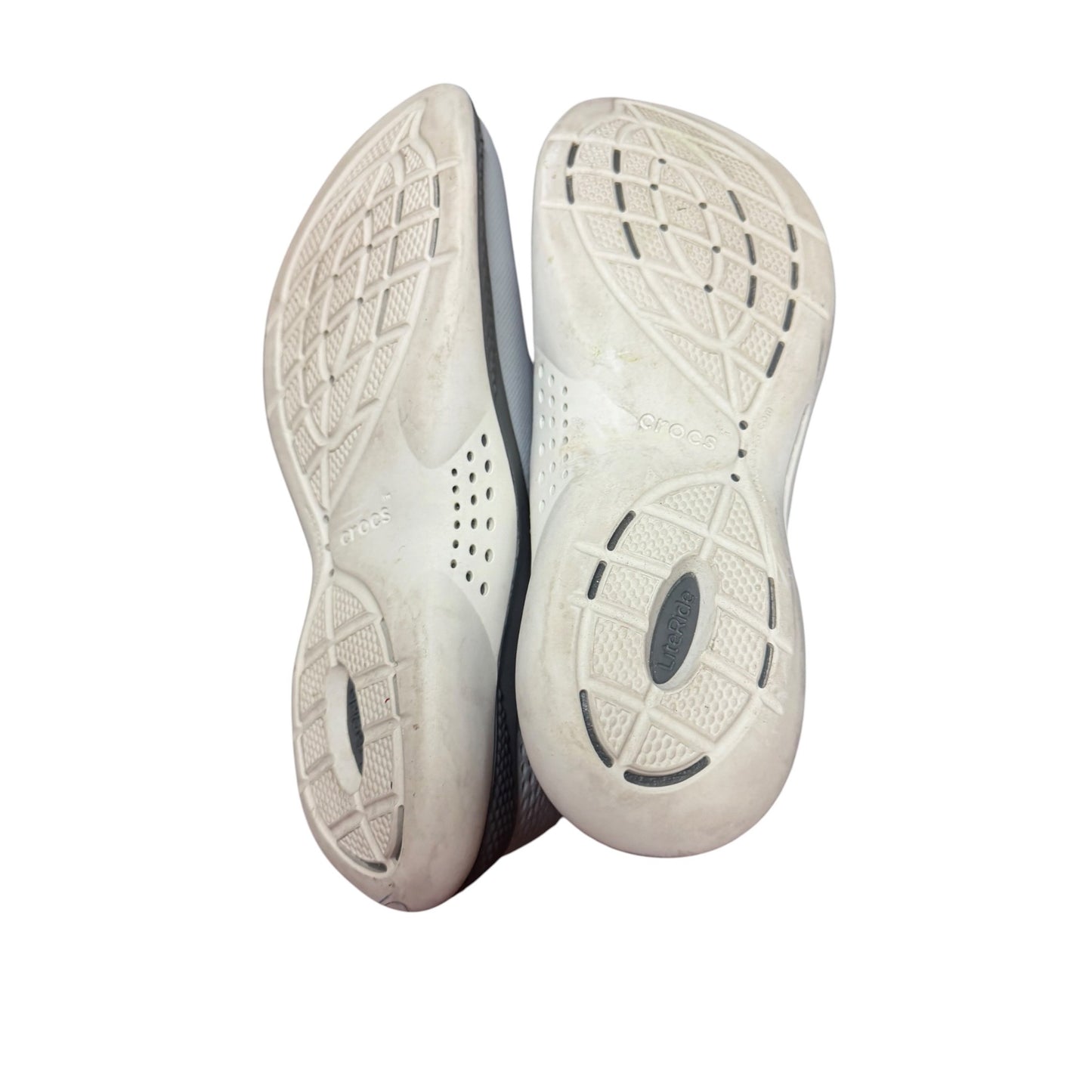 Lightweight Mens Gray Lace-Up Sneakers By Crocs With Perforated Design & Comfortable Cushioned Soles