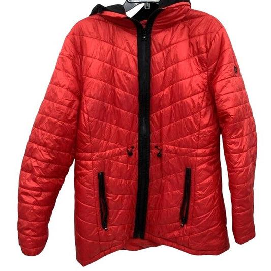 Michael Kors Red Women's Packable Quilted Hooded Puffer Jacket Red XL