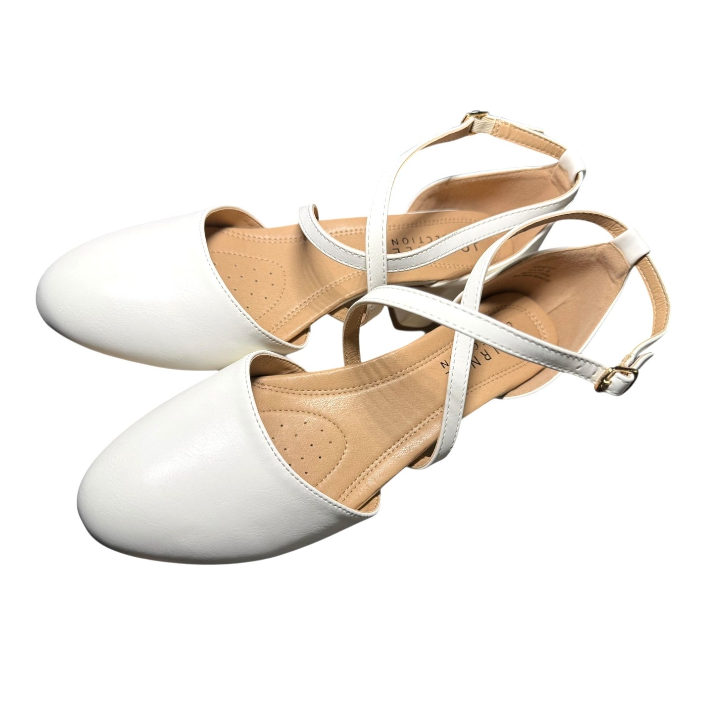 Journee Collection White Faux Leather Cross Strap Heels Size 10 NWB