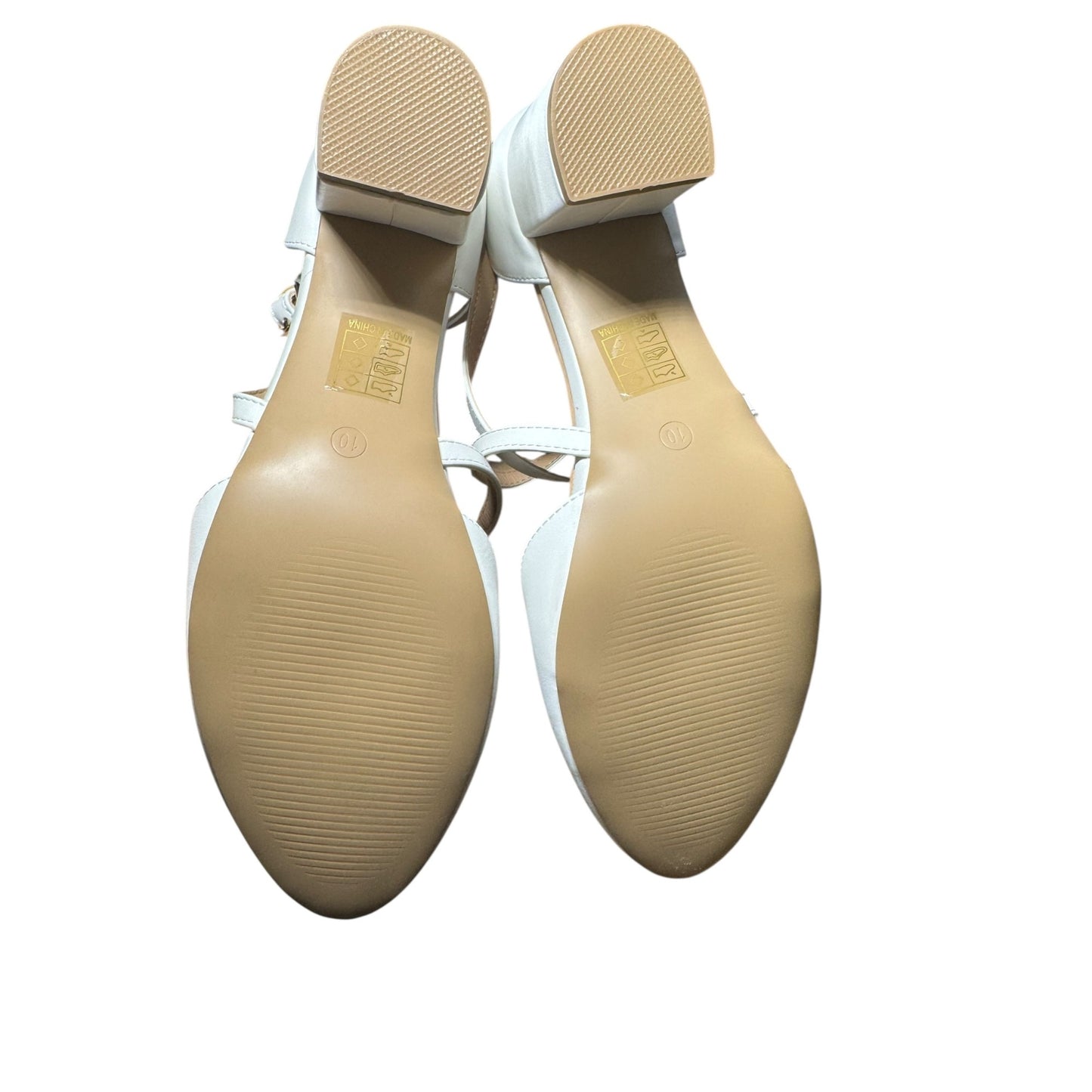 Journee Collection White Faux Leather Cross Strap Heels Size 10 NWB