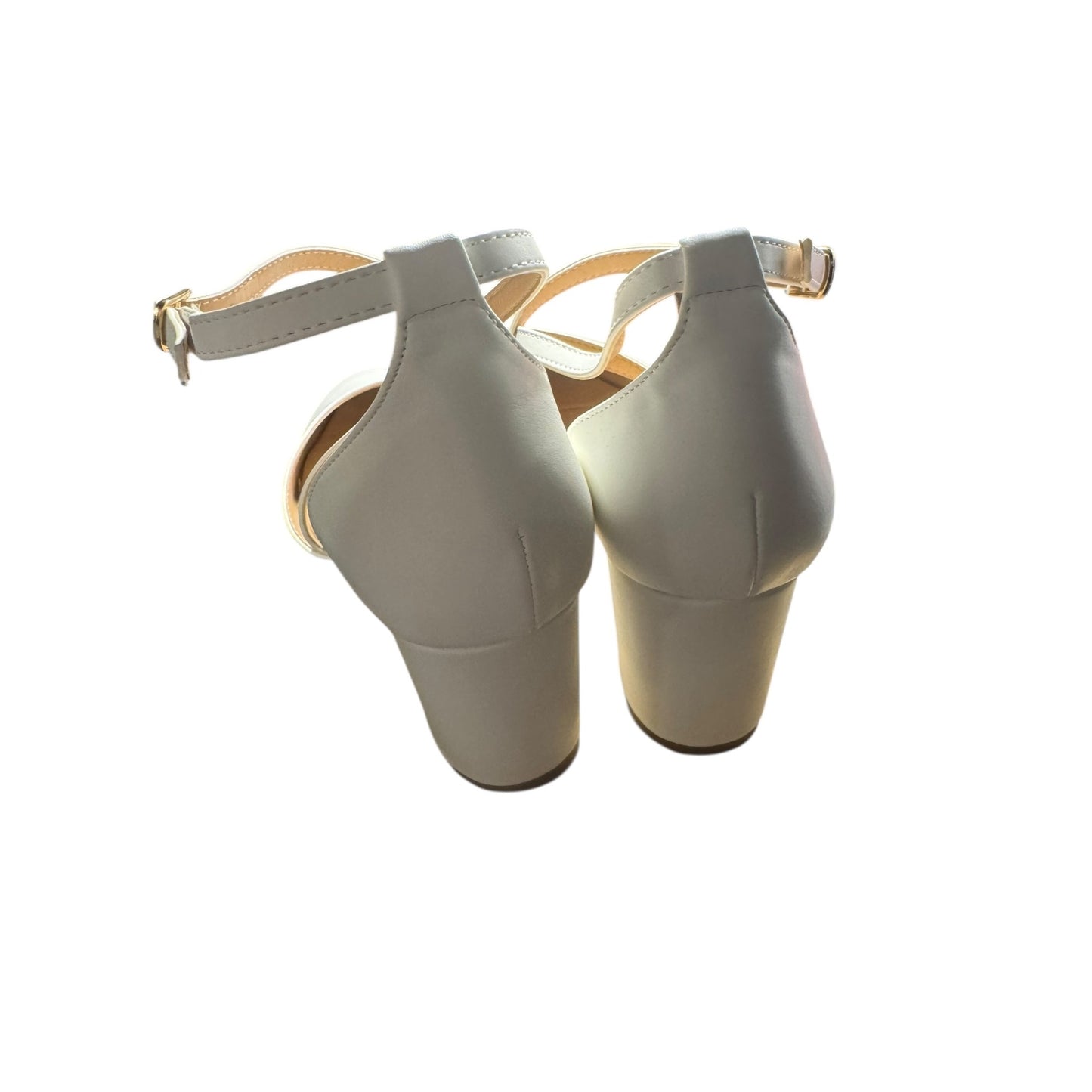 Journee Collection White Faux Leather Cross Strap Heels Size 10 NWB