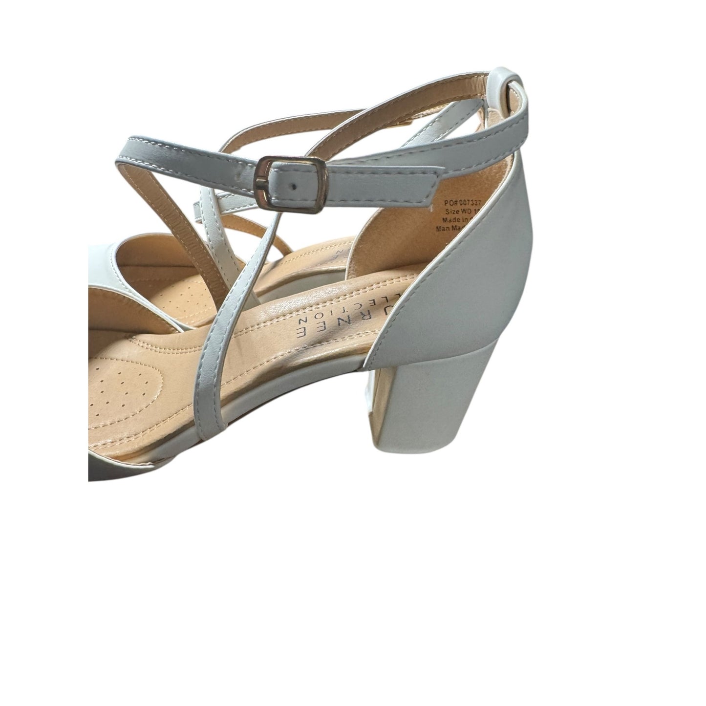 Journee Collection White Faux Leather Cross Strap Heels Size 10 NWB