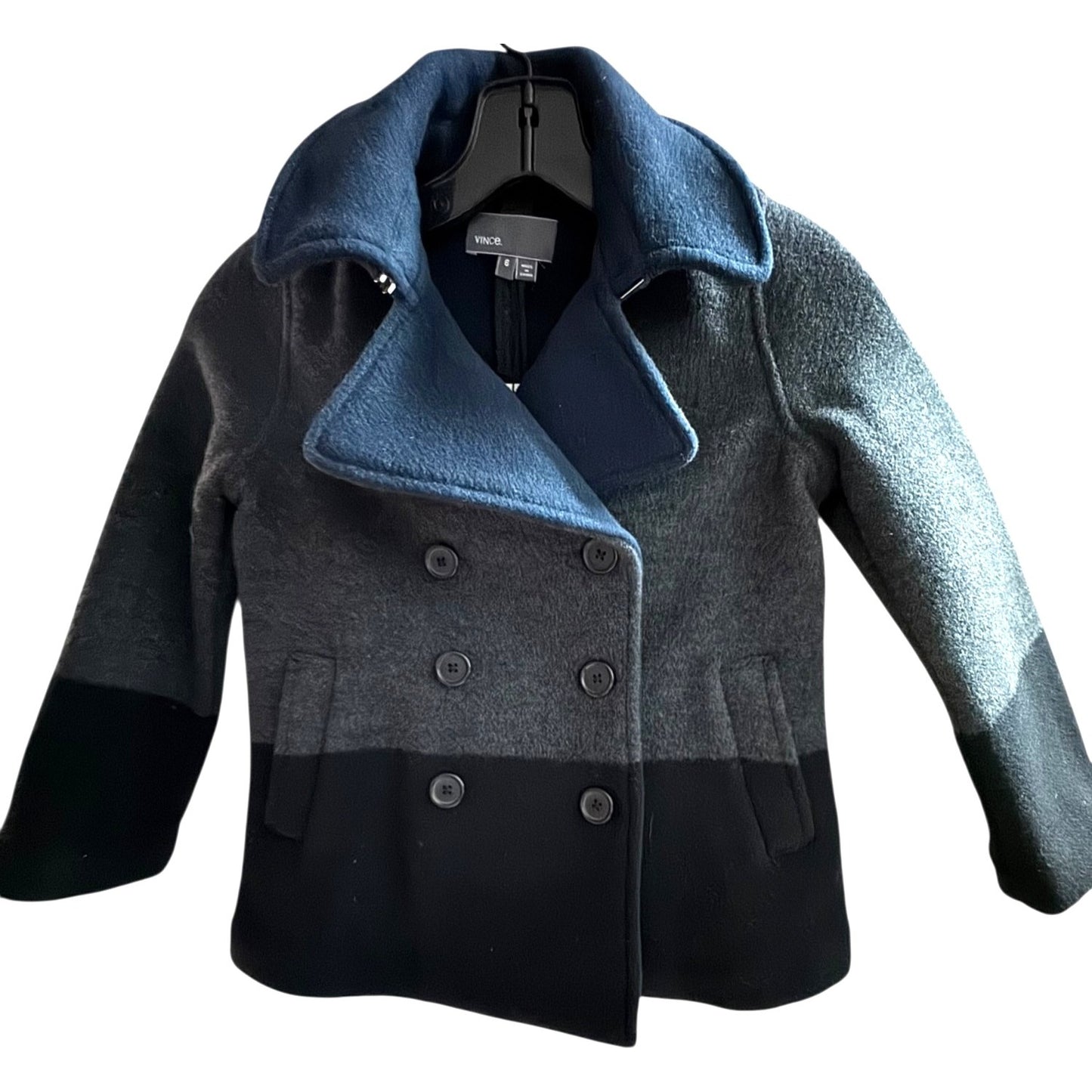 Vince. Kids Double-Breasted Wool-Blend Peacoat Size 6 Gray/Black
