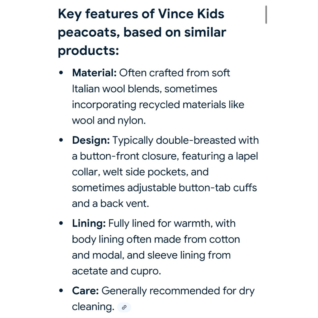 Vince. Kids Double-Breasted Wool-Blend Peacoat Size 6 Gray/Black