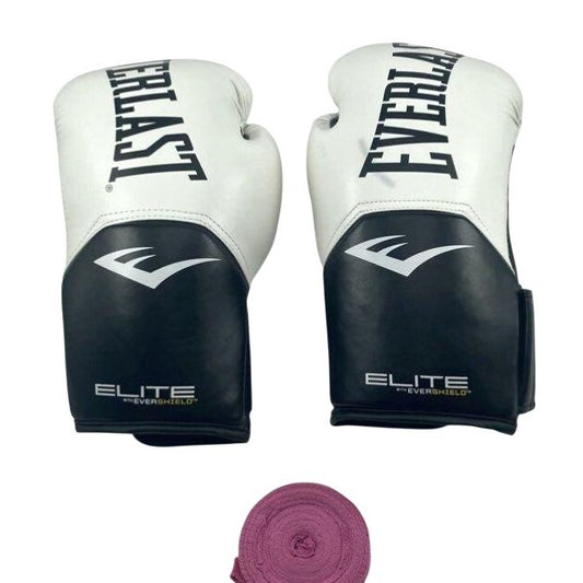 Everlast ProStyle Elite Evershield v2 Boxing Gloves M W/ Pink Core Wraps