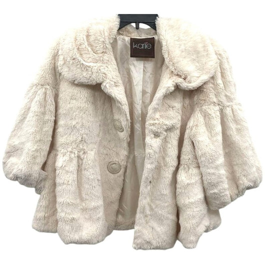 Karlie Cream Faux Fur Cape Jacket Size Large