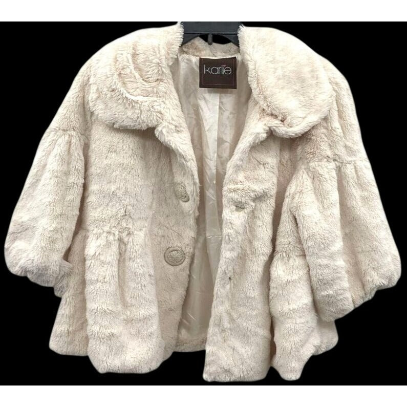 Karlie Cream Faux Fur Cape Jacket Size Large
