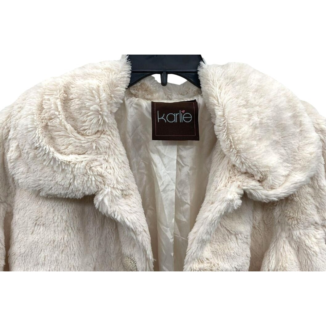 Karlie Cream Faux Fur Cape Jacket Size Large