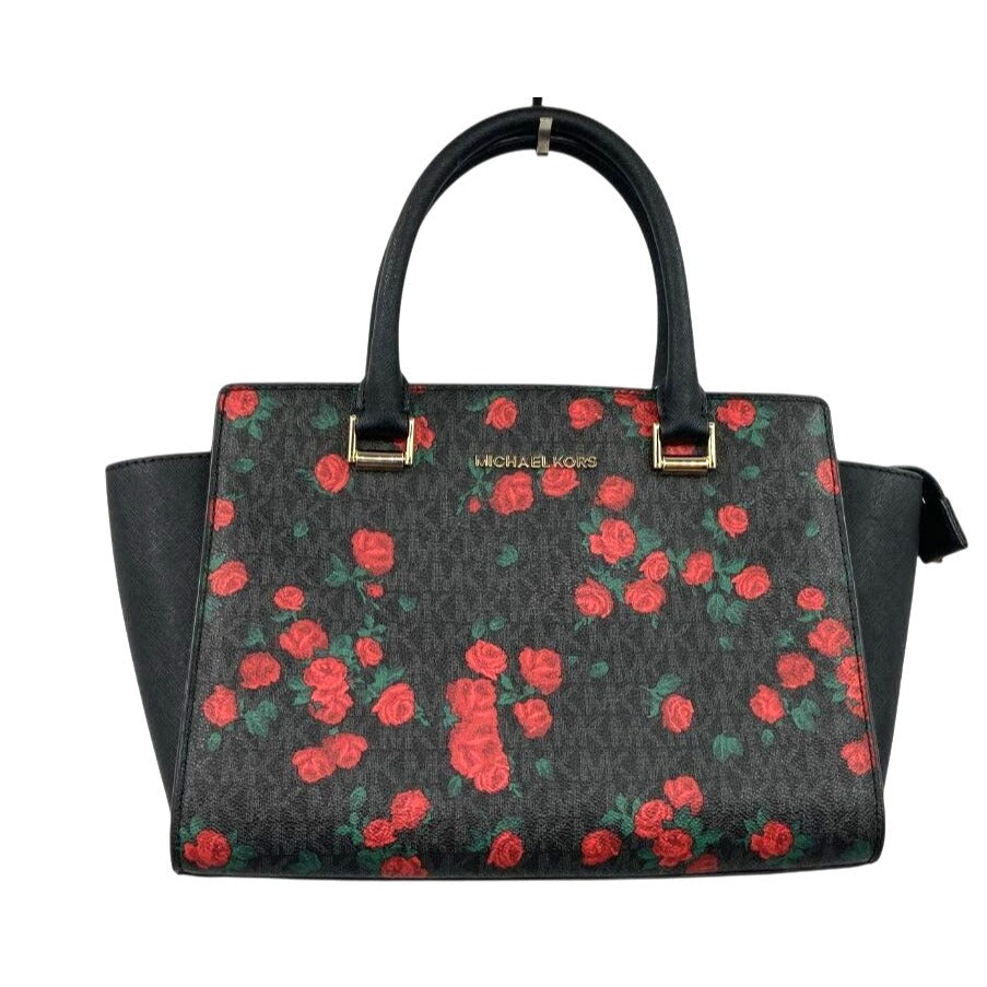Michael Kors Rose-Print Selma Large Satchel Handbag