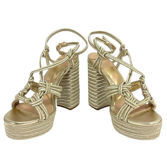 Dannijo Gianni Bini Metallic Braided Platform Sandals Size 12