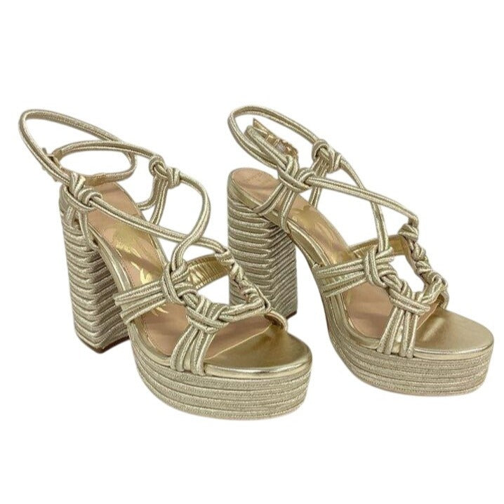 Dannijo Gianni Bini Metallic Braided Platform Sandals Size 12