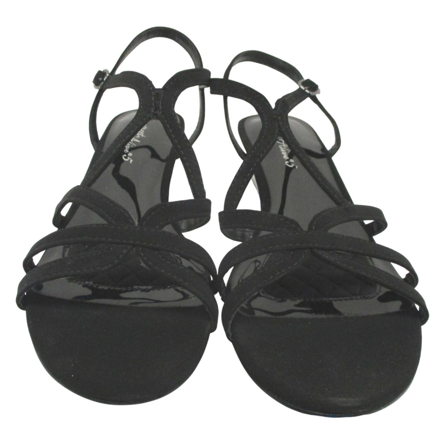 NEW EASY STREET Alive 5 Women's Black Strappy Clear Wedge Heel Sandals 10WW NIB