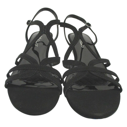 NEW EASY STREET Alive 5 Women's Black Strappy Clear Wedge Heel Sandals 10WW NIB