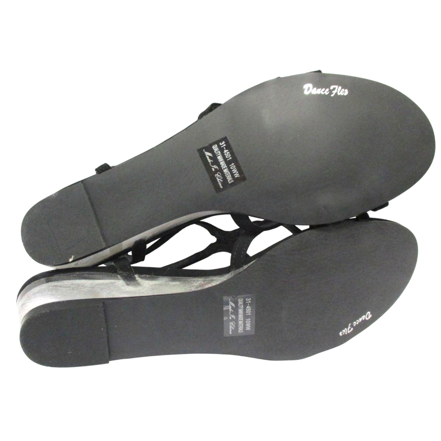 NEW EASY STREET Alive 5 Women's Black Strappy Clear Wedge Heel Sandals 10WW NIB