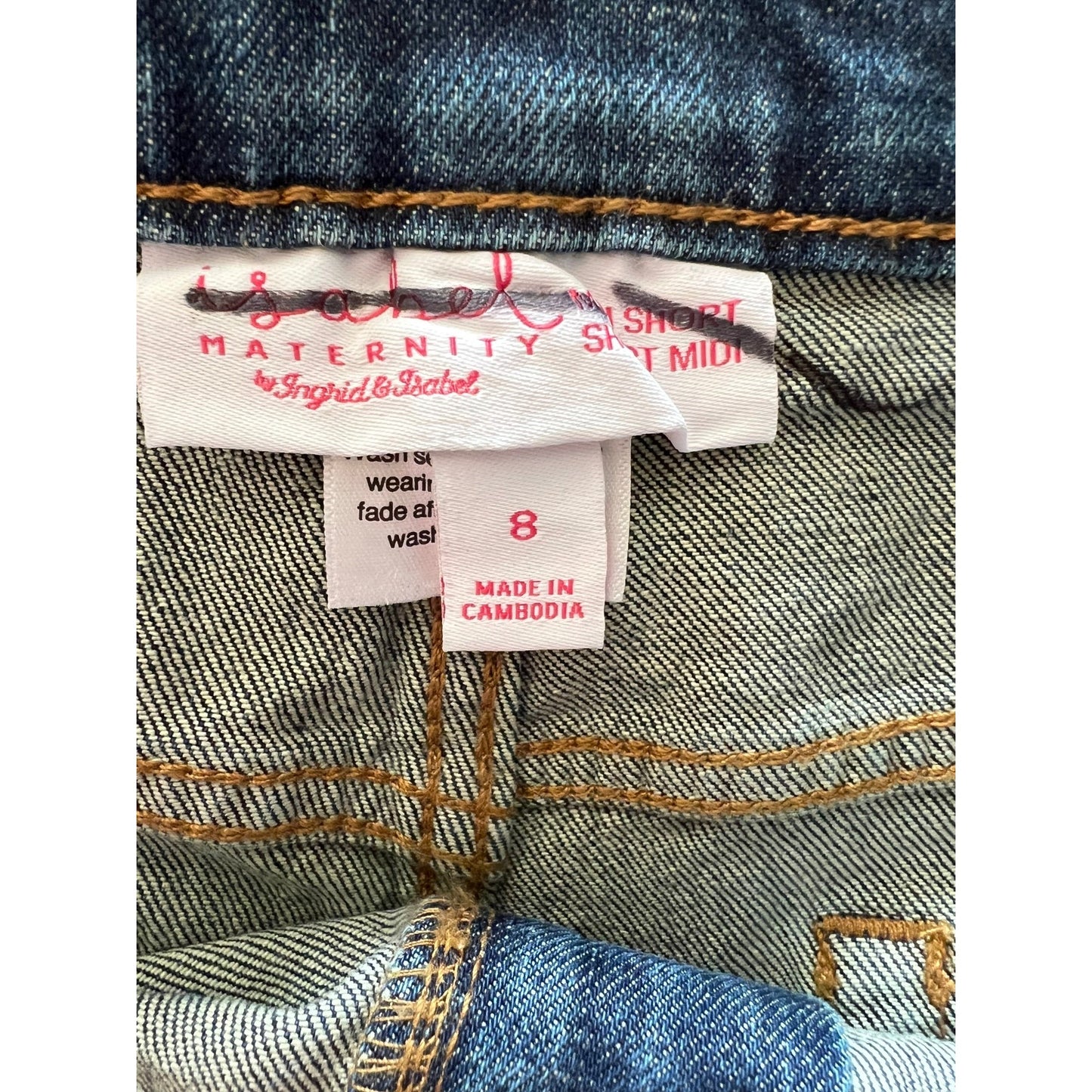 Isabel Maternity Women's Medium Wash Denim Maternity Shorts Size 8 NWt