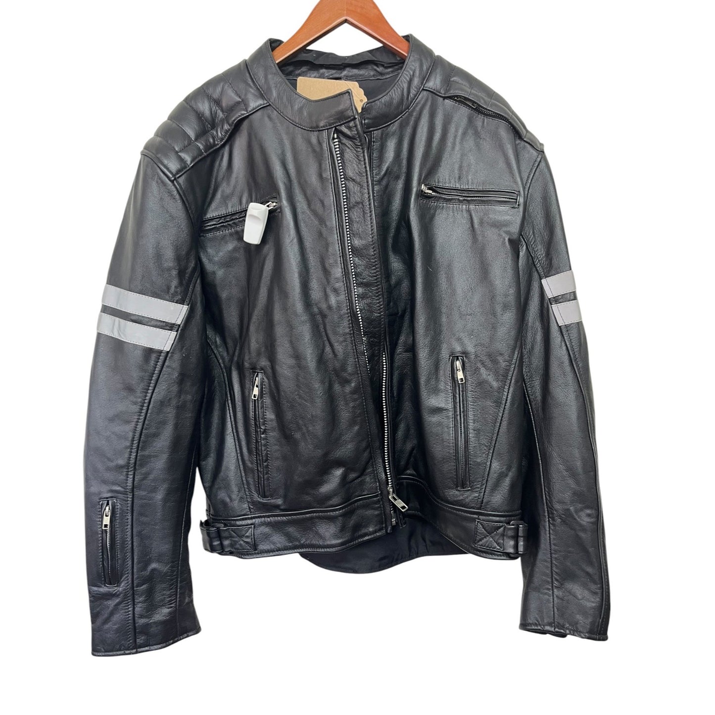 Viking Cycle Mens Black Genuine Leather Motorcycle Jacket XL