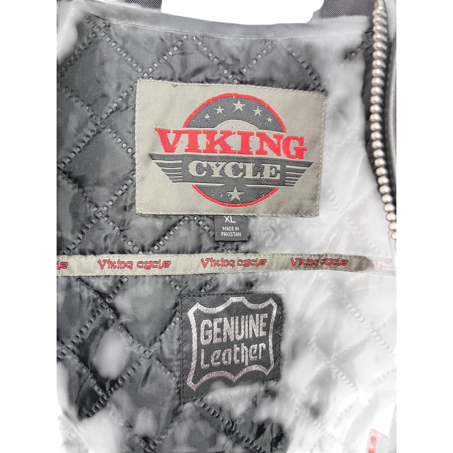 Viking Cycle Mens Black Genuine Leather Motorcycle Jacket XL