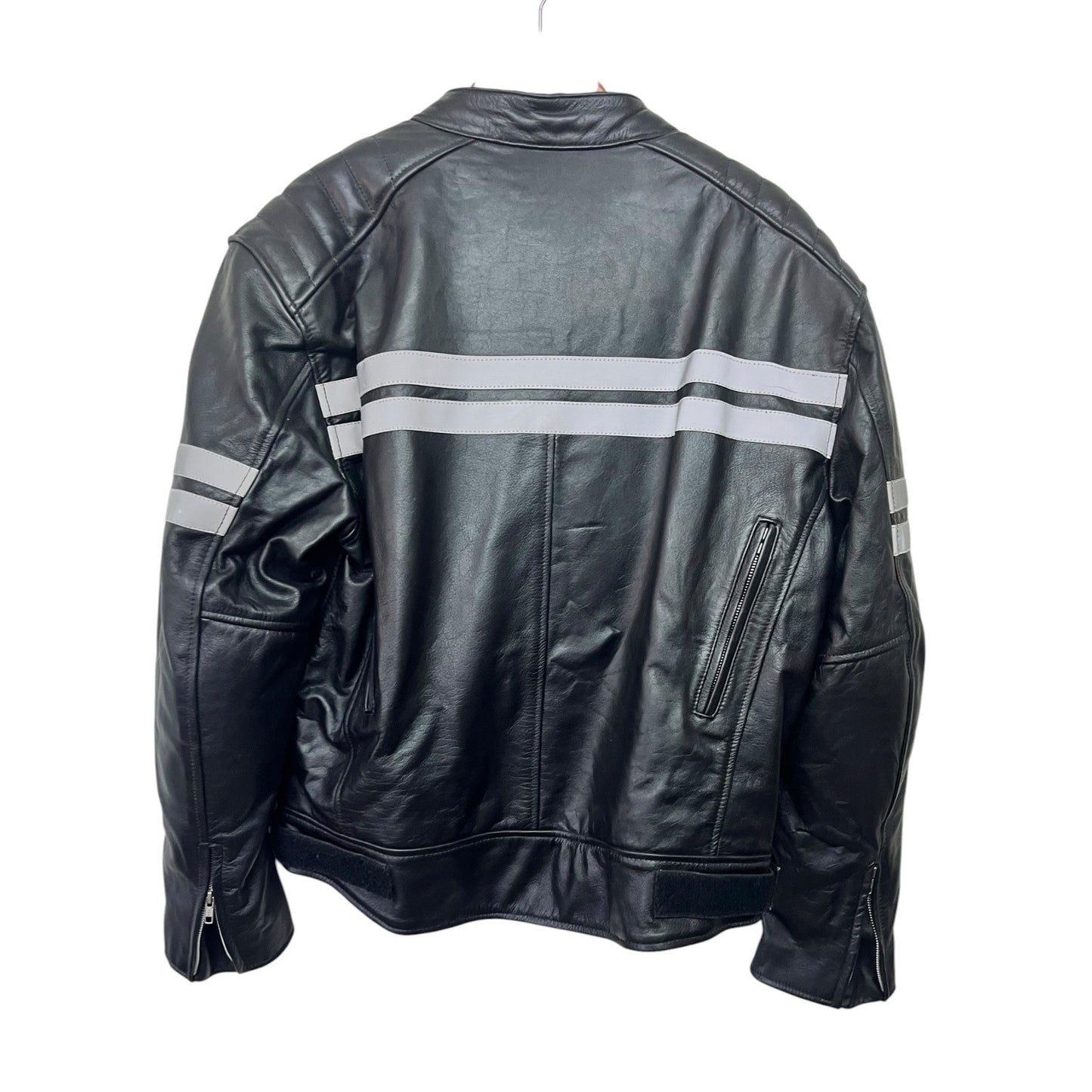 Viking Cycle Mens Black Genuine Leather Motorcycle Jacket XL