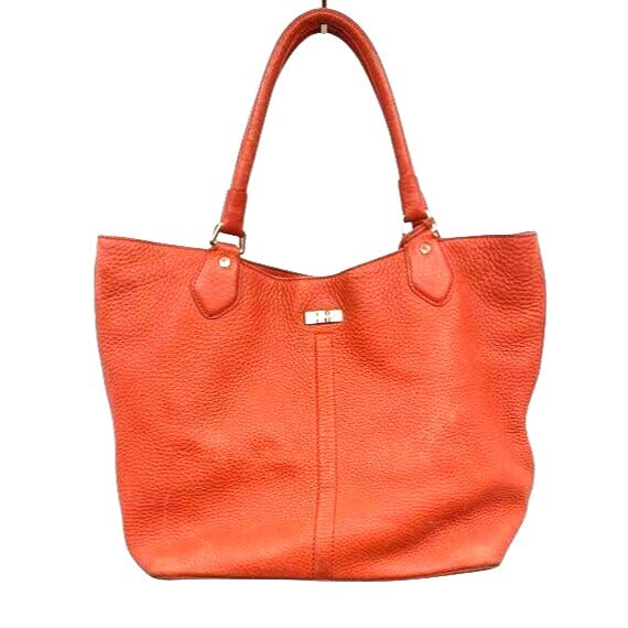 Cole Haan Red Orange Pebbled Leather Tote Bag