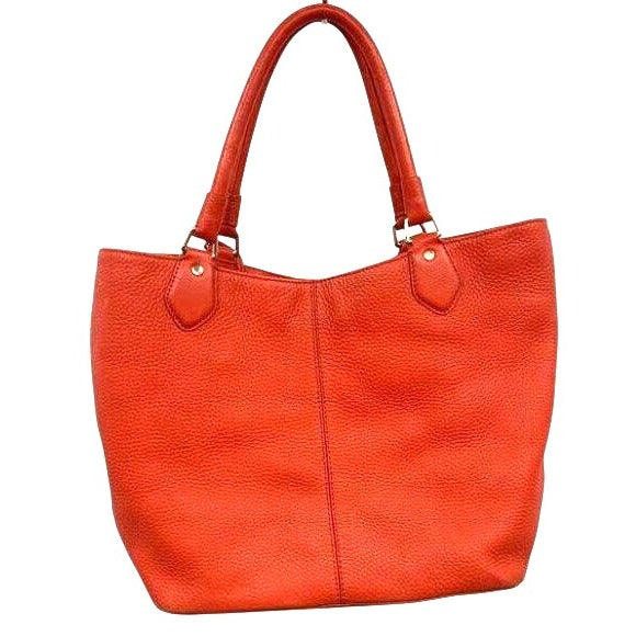 Cole Haan Red Orange Pebbled Leather Tote Bag