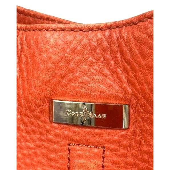 Cole Haan Red Orange Pebbled Leather Tote Bag
