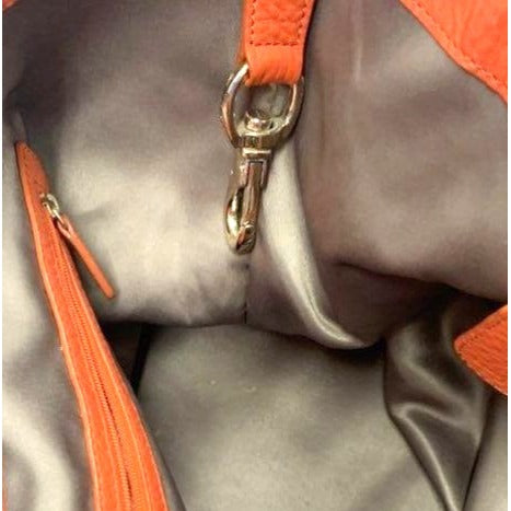 Cole Haan Red Orange Pebbled Leather Tote Bag