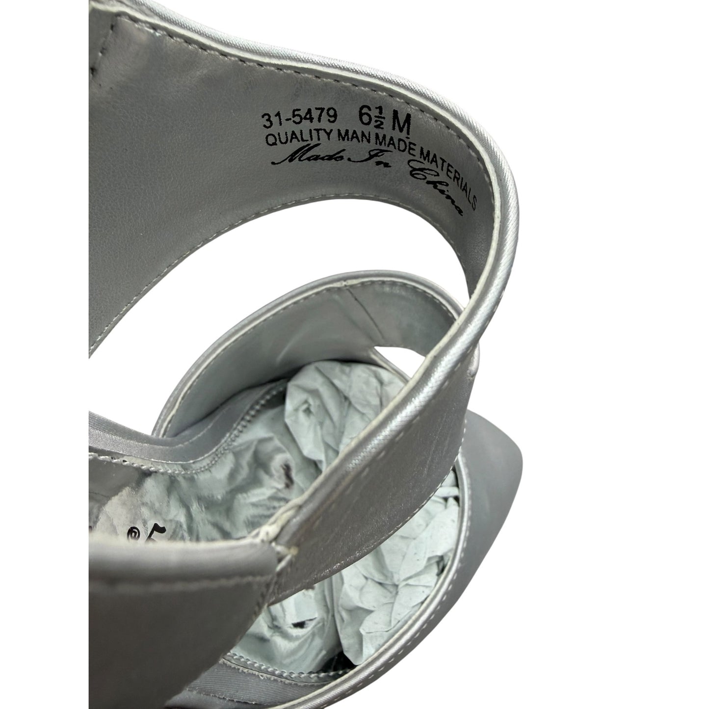 Easy Street Alive Women's Satin Silver Strappy Kitten Heel Shoes Size 6.5M NWB