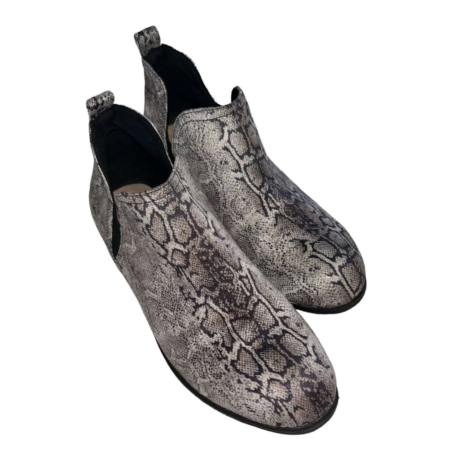 Natural Reflections Snake Print Soft Ankle Booties Size 8 Comfortable Low Heel Slip-On Booties