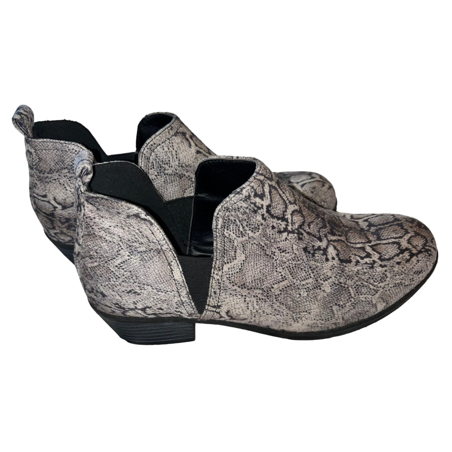 Natural Reflections Snake Print Soft Ankle Booties Size 8 Comfortable Low Heel Slip-On Booties