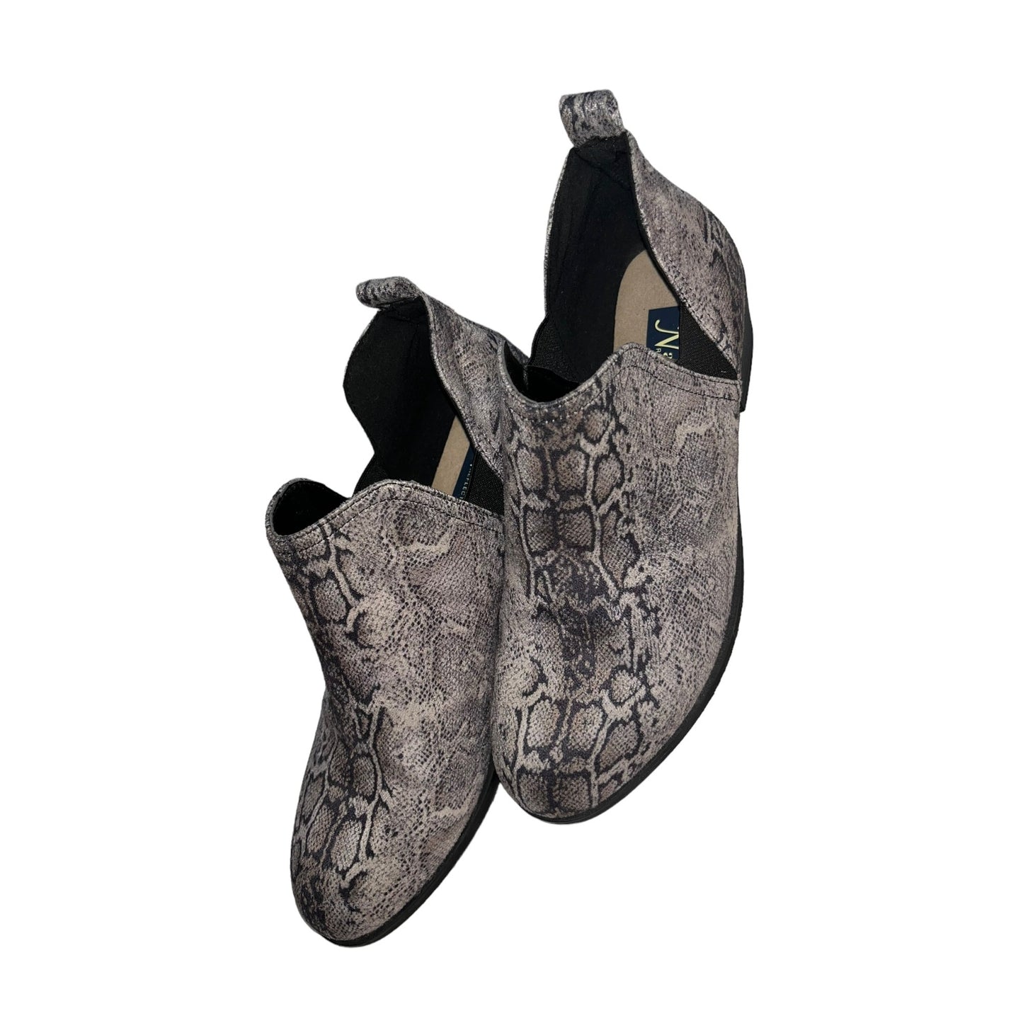 Natural Reflections Snake Print Soft Ankle Booties Size 8 Comfortable Low Heel Slip-On Booties