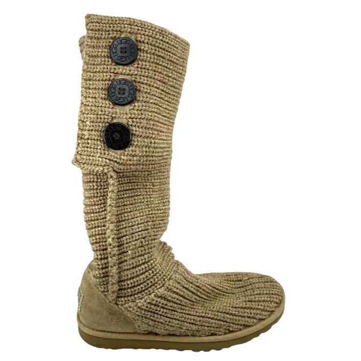 Ugg Classic Cardy Light Brown Knitted Slip-On Boots Women's SZ 6