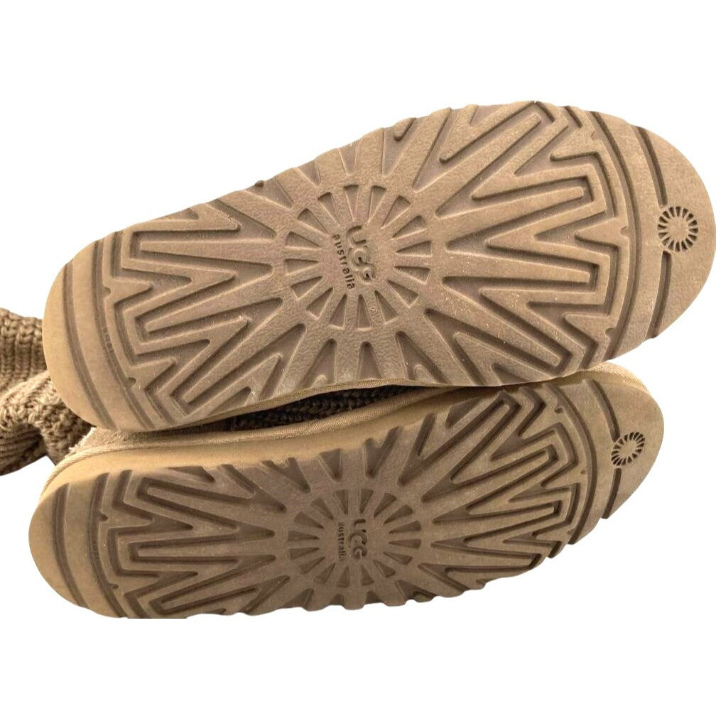 Ugg Classic Cardy Light Brown Knitted Slip-On Boots Women's SZ 6