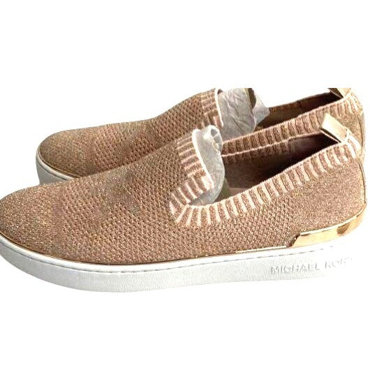 Michael Kors Skyler Knit Womens Rose Gold Slip-On Sneakers 7