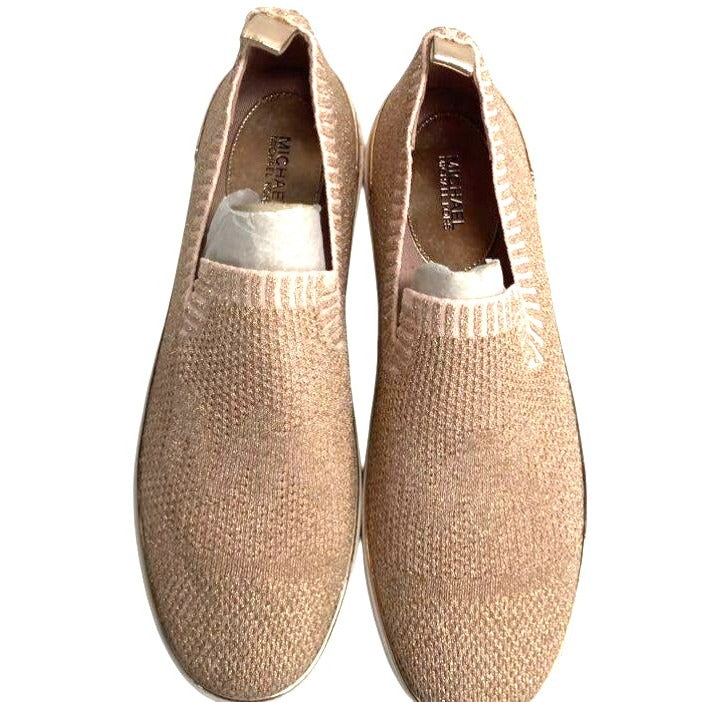 Michael Kors Skyler Knit Womens Rose Gold Slip-On Sneakers 7