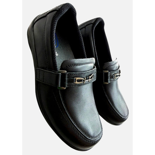 OrthoFeet Women's SZ 7WW Black Loafers Leather Upper Slip-On Shoes