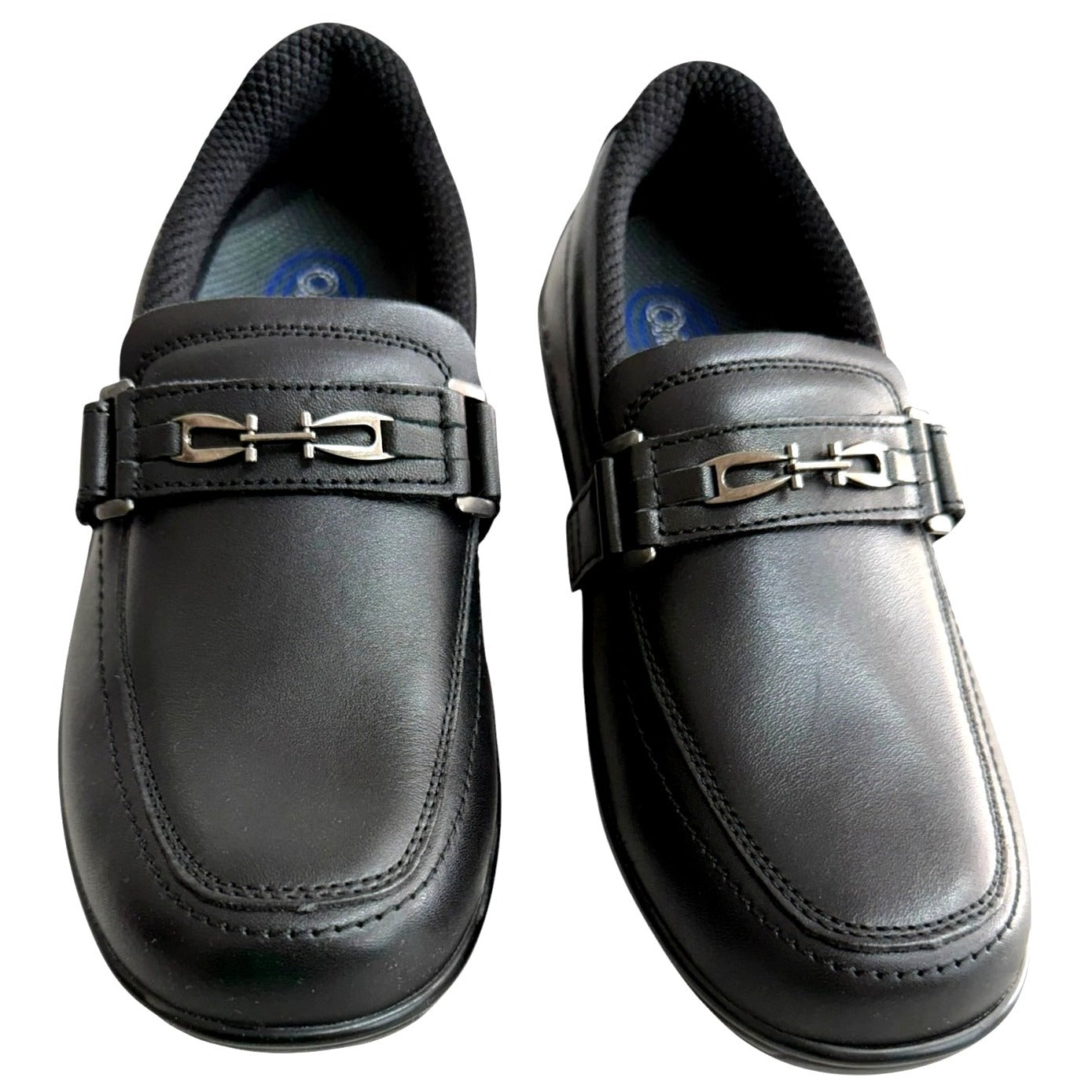OrthoFeet Women's SZ 7WW Black Loafers Leather Upper Slip-On Shoes