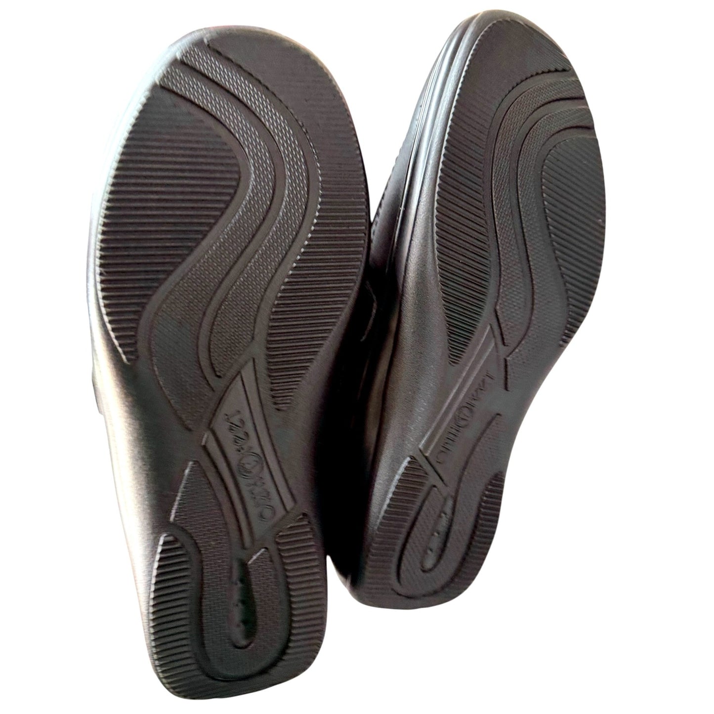 OrthoFeet Women's SZ 7WW Black Loafers Leather Upper Slip-On Shoes