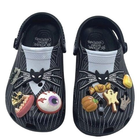 Disney X Crocs Nightmare Before Christmas Jack Skellington Clogs With Halloween Jibbitz Charms Size 4-6