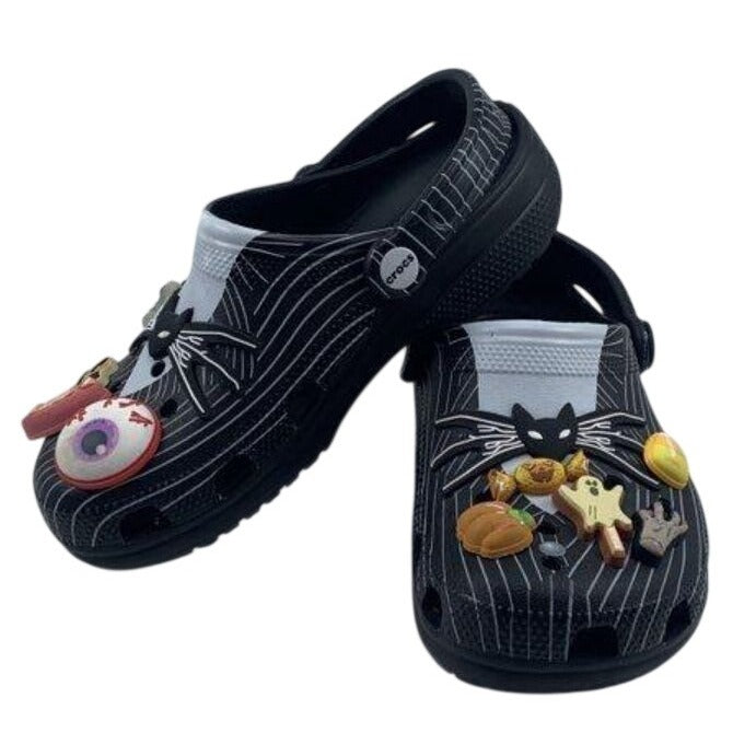 Disney X Crocs Nightmare Before Christmas Jack Skellington Clogs With Halloween Jibbitz Charms Size 4-6