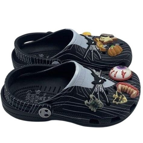 Disney X Crocs Nightmare Before Christmas Jack Skellington Clogs With Halloween Jibbitz Charms Size 4-6