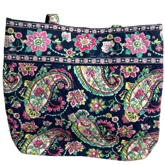 Vera Bradley Floral Paisley Quilted Tote Bag With Interior Pockets Multicolor 14"x14" Handmade Cotton