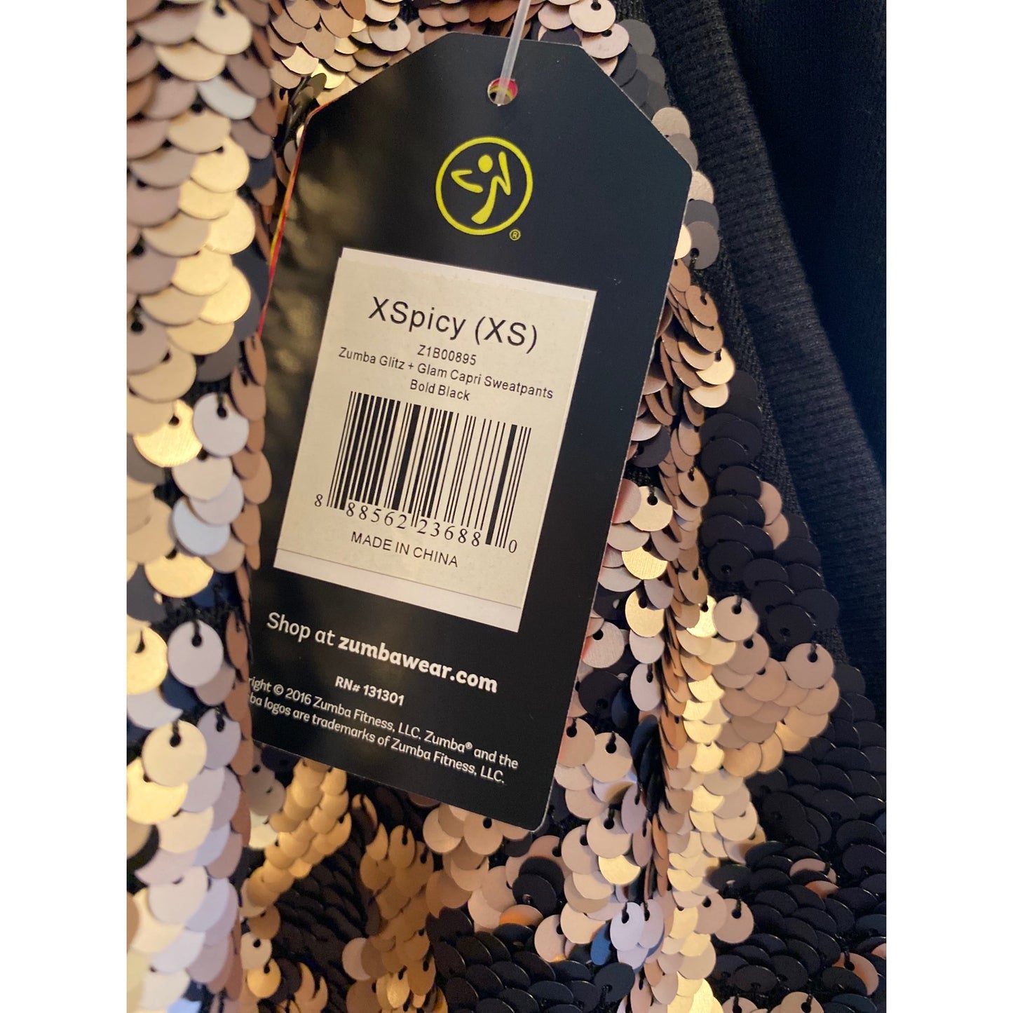 NWT XS Zumba Capri Glitz+Glam Sweat Pants