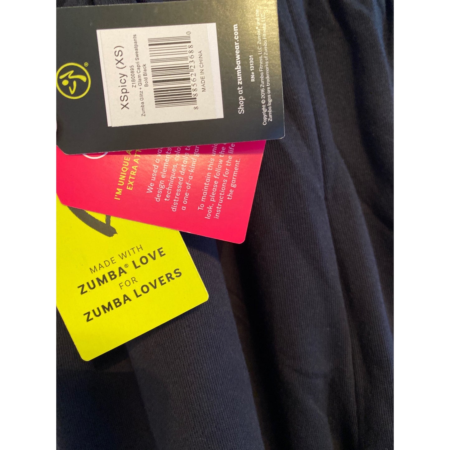 NWT XS Zumba Capri Glitz+Glam Sweat Pants