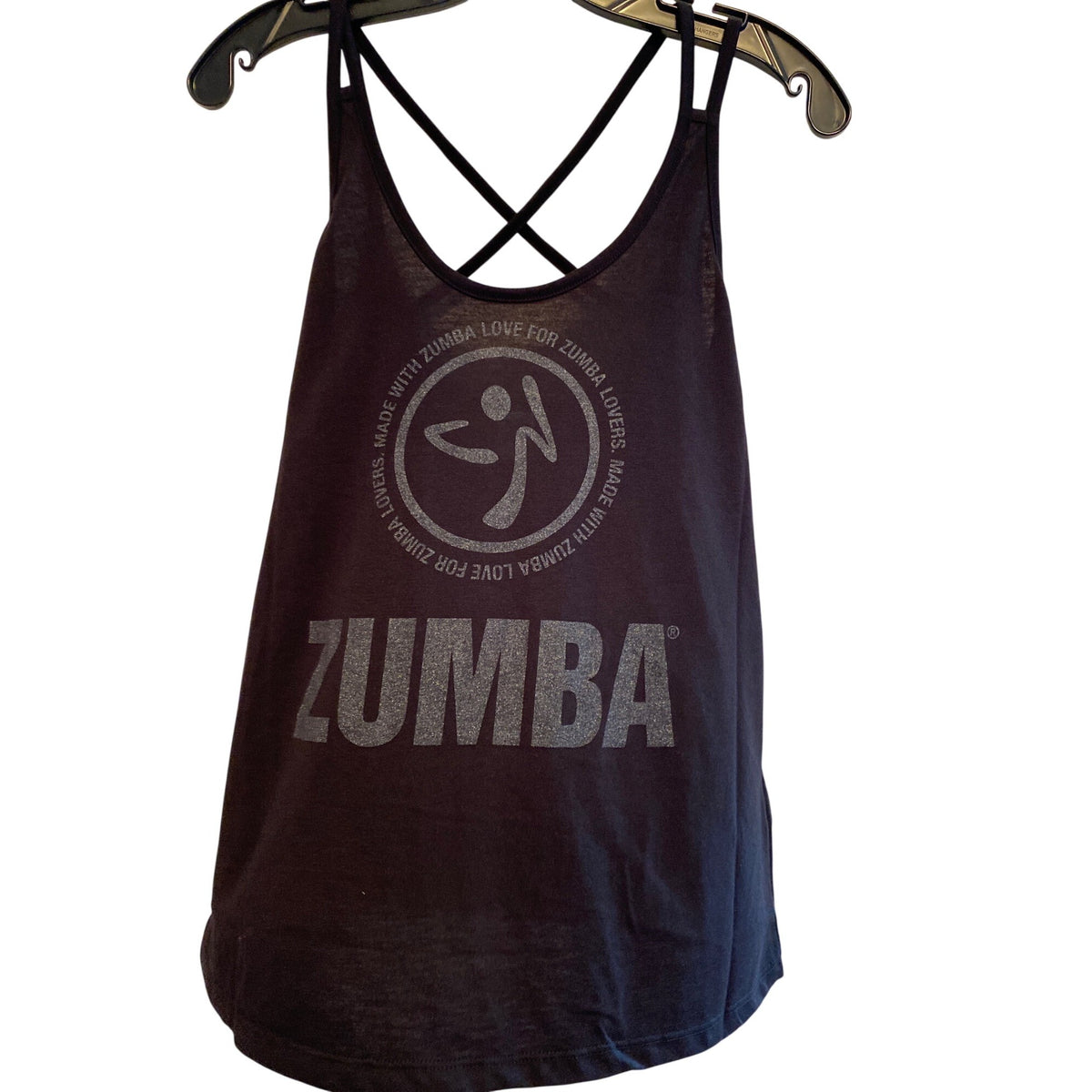 Zumba Glam Tank Top Bold Black Strappy Back Size S