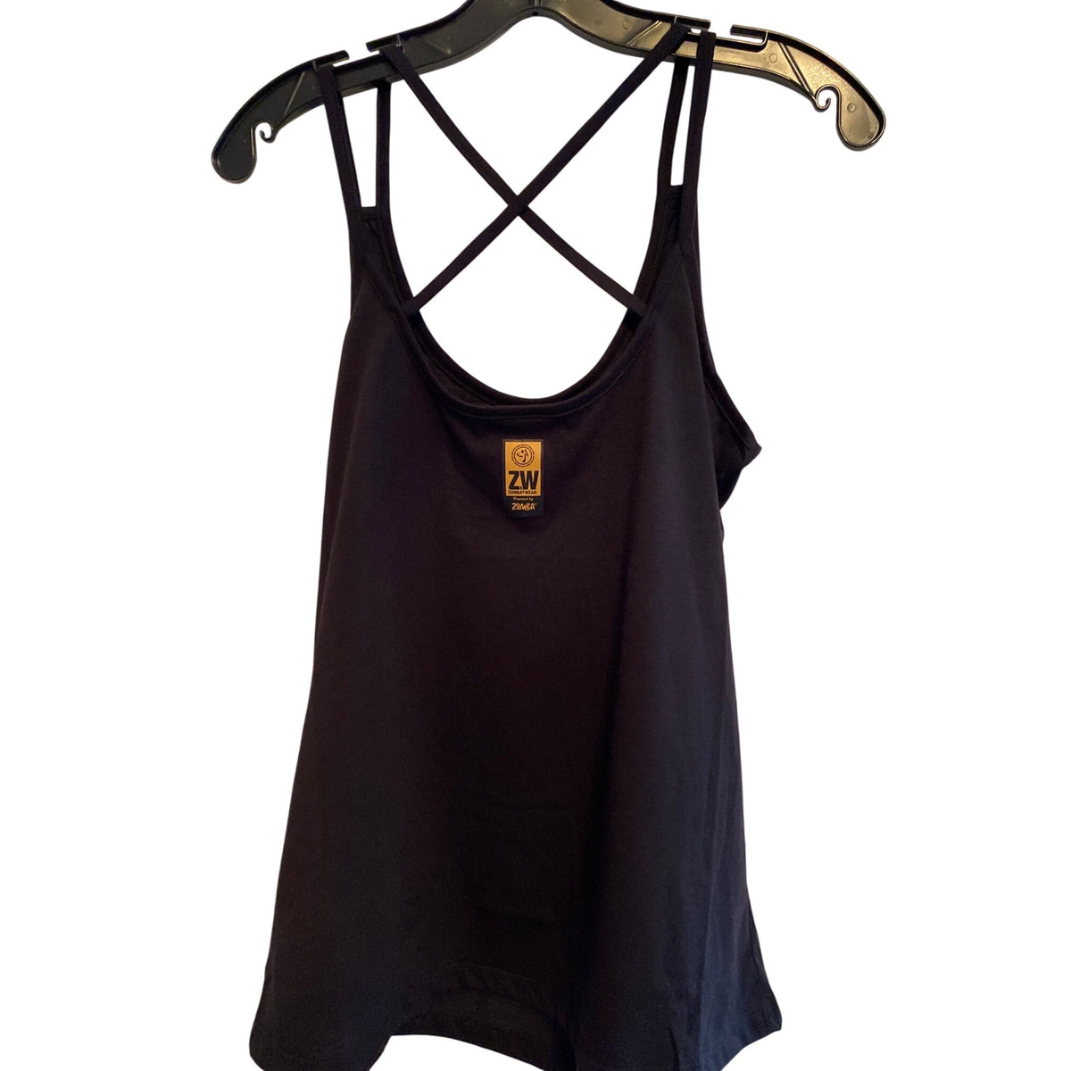 Zumba Glam Tank Top Bold Black Strappy Back Size S