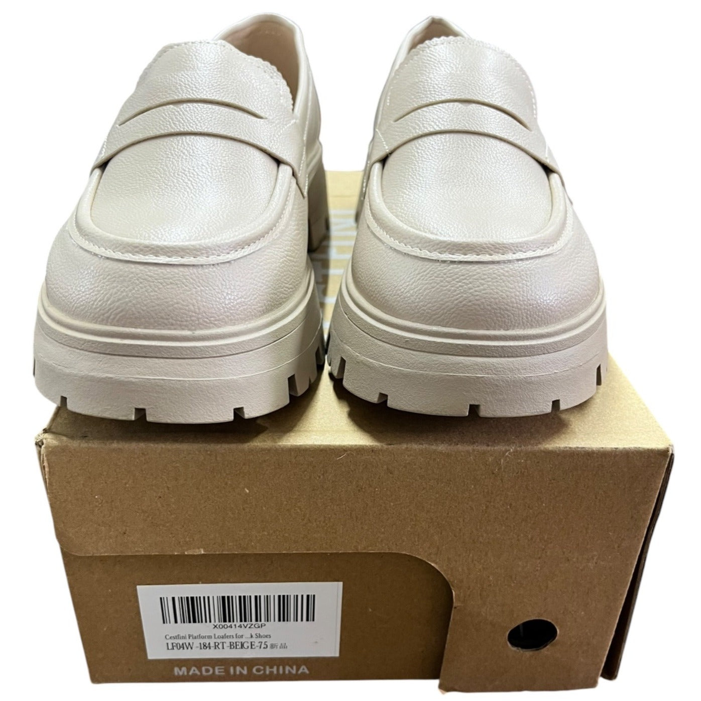 Cestfini Women's Beige Platform Loafers Size 7.5 NWB