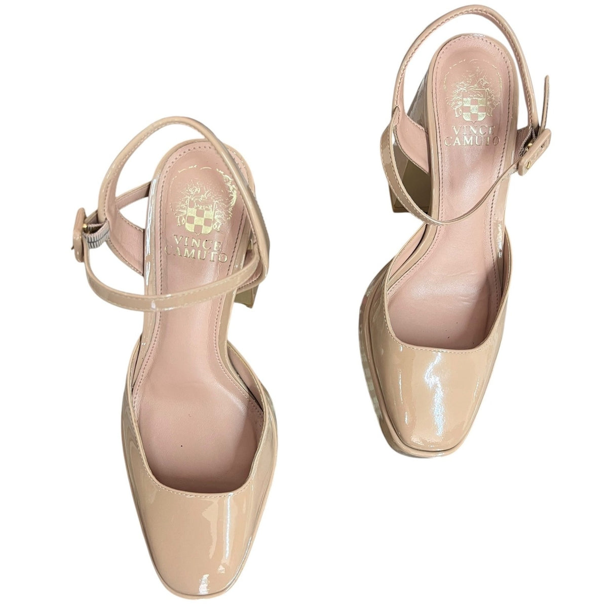 Vince Camuto Nude Patent Leather Platforms SZ 7.5